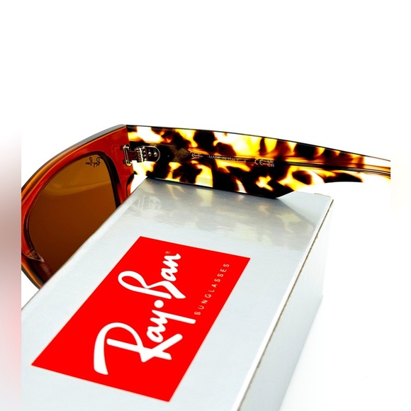 Ray-Ban Sunglasses Mega Wayfarer RB0840-S Polished Transparent Frame Brown Lens - Picture 14 of 16